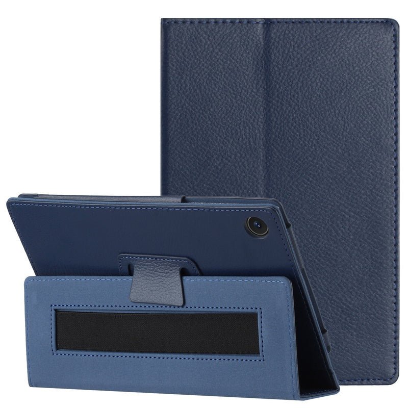 For TCL Tab 8 LE Tablet Premium PU Vegan Kickstand Case Cover - Navy Blue