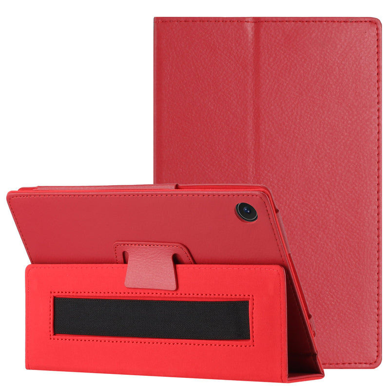 For TCL Tab 8 LE Tablet Premium PU Vegan Kickstand Case Cover - Red