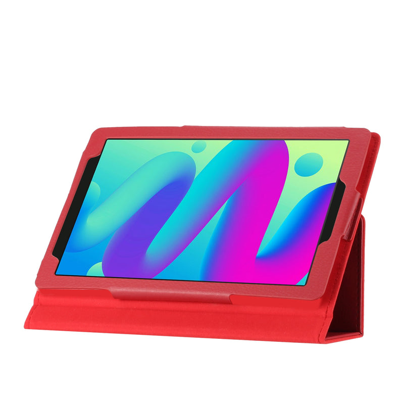 For TCL Tab 8 LE Tablet Premium PU Vegan Kickstand Case Cover - Red