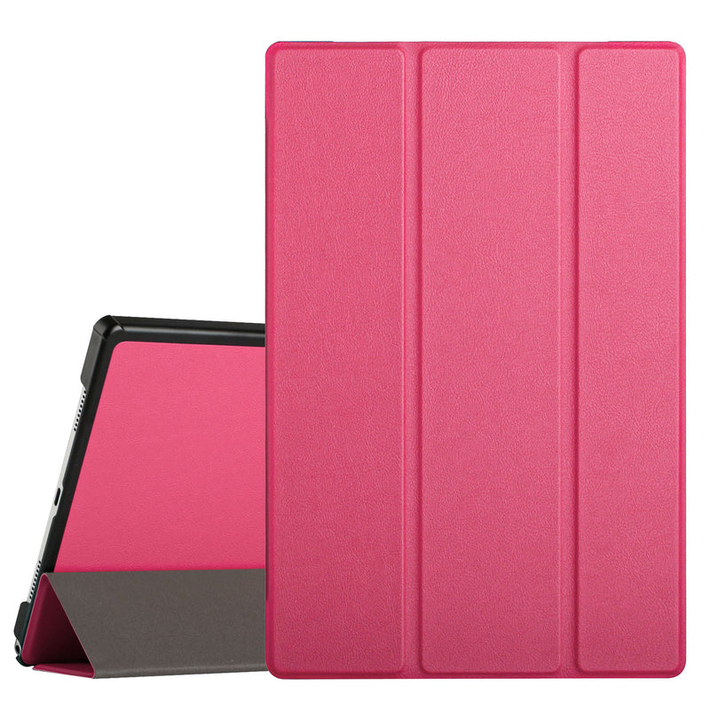 For Samsung Galaxy Tab A8 10.5 inch (2022) Trifold Magnetic Closure PU Leather Case Cover - Hot Pink