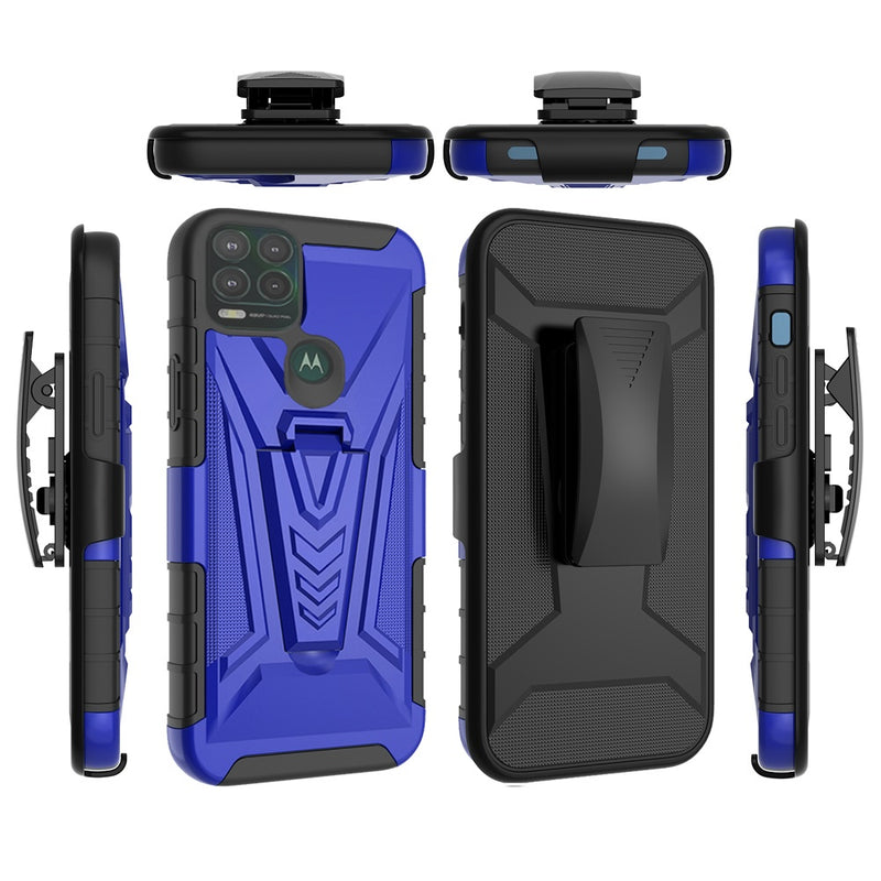 For iPhone 13 Pro V 3in1 Combo Kickstand Holster Cover Case - Dark Blue