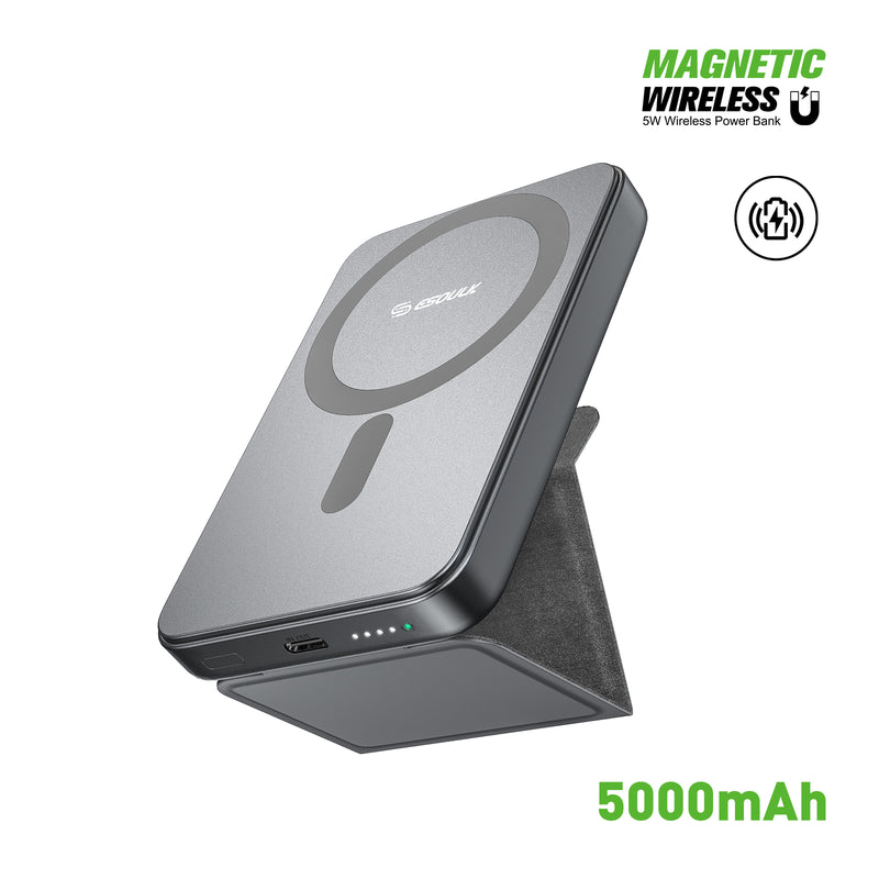 Esoulk 5000mAh FoldableEK-4001BK Magentic Wireless Charging Stand Retail Packaging Black