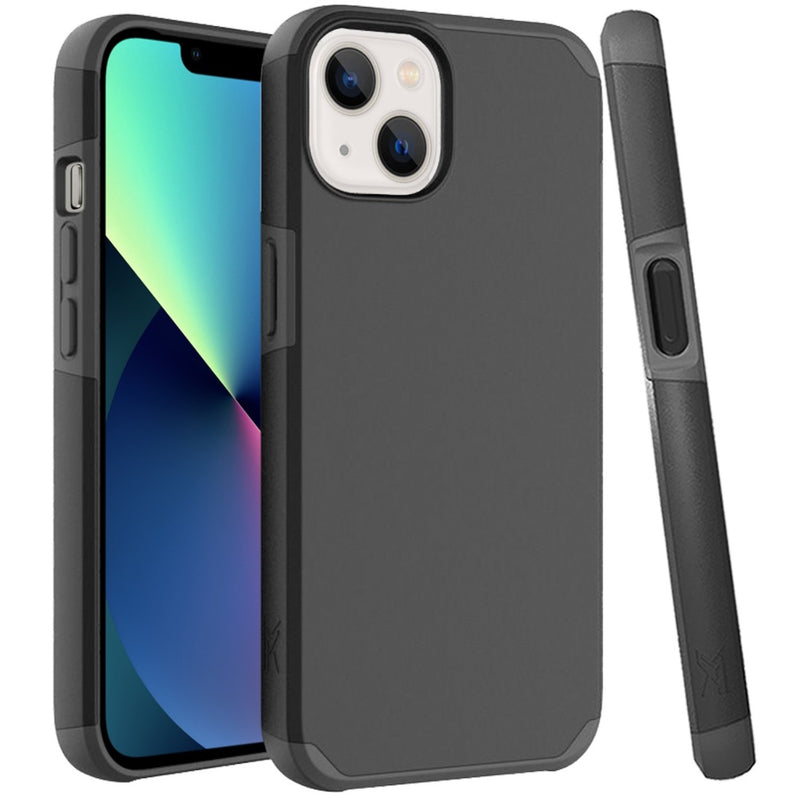 For iPhone 13 Premium Minimalistic Slim Tough ShockProof Hybrid Case Cover - Black