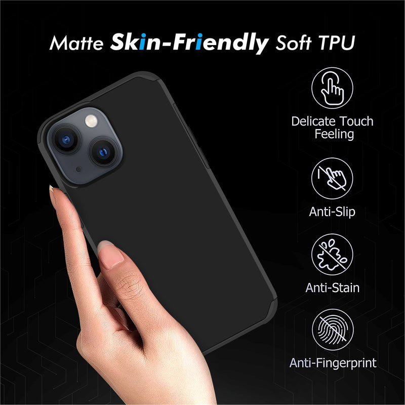 For iPhone 13 Premium Minimalistic Slim Tough ShockProof Hybrid Case Cover - Black