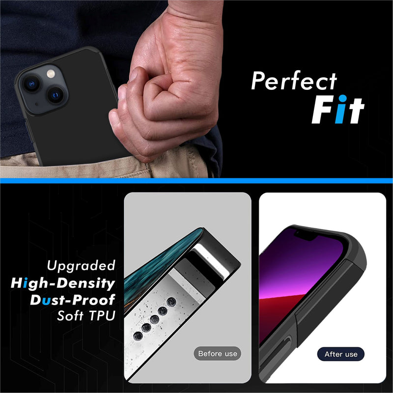 For iPhone 13 Premium Minimalistic Slim Tough ShockProof Hybrid Case Cover - Black