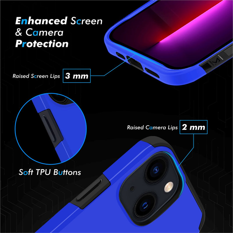 For iPhone 13 Pro Max Premium Minimalistic Slim Tough ShockProof Hybrid Case Cover - Classic Blue
