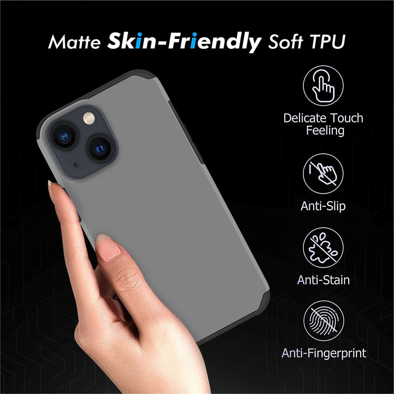 For iPhone 13 Pro Premium Minimalistic Slim Tough ShockProof Hybrid Case Cover - Charcoal Grey