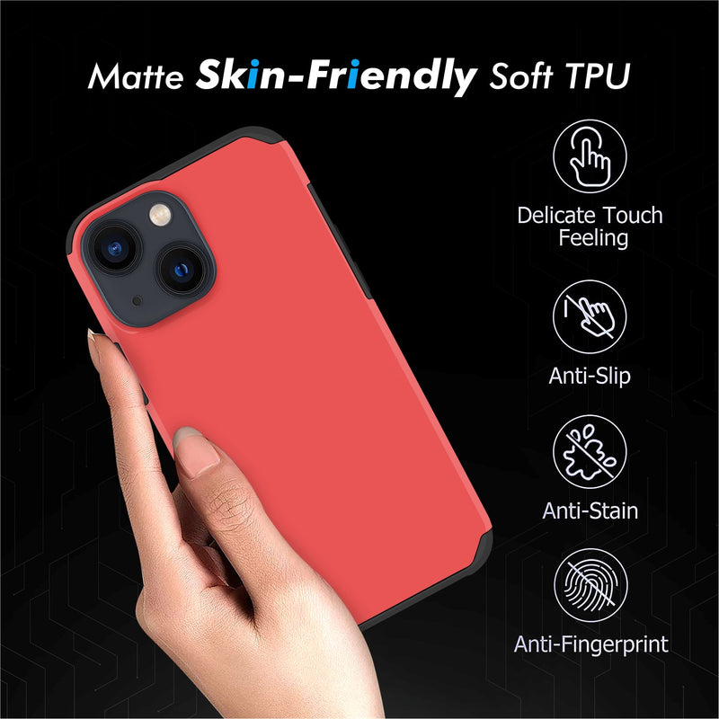 For iPhone 13 Pro Premium Minimalistic Slim Tough ShockProof Hybrid Case Cover - Flame Scarlet