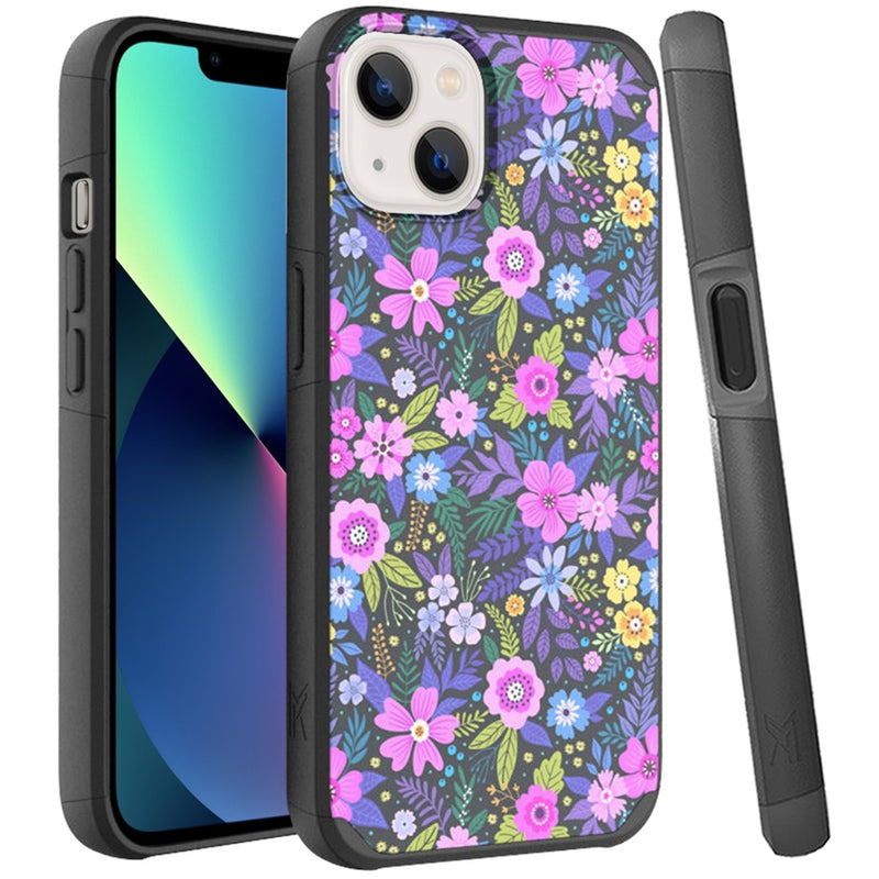 For iPhone 13 Premium Minimalistic Slim Tough ShockProof Hybrid Case Cover - Mystical Floral Boom