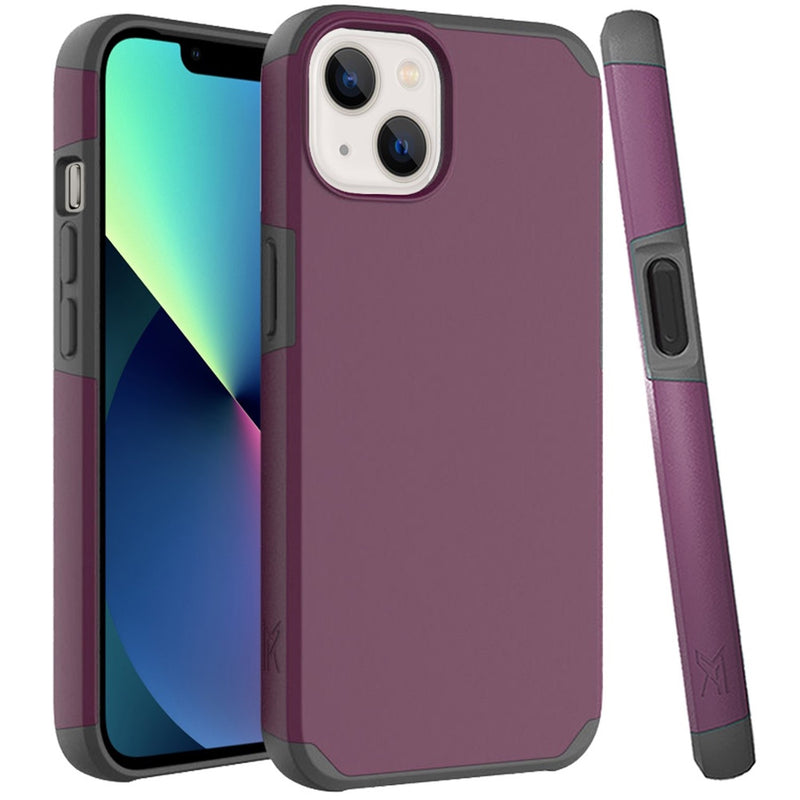 For iPhone 13 Premium Minimalistic Slim Tough ShockProof Hybrid Case Cover - Magenta Purple