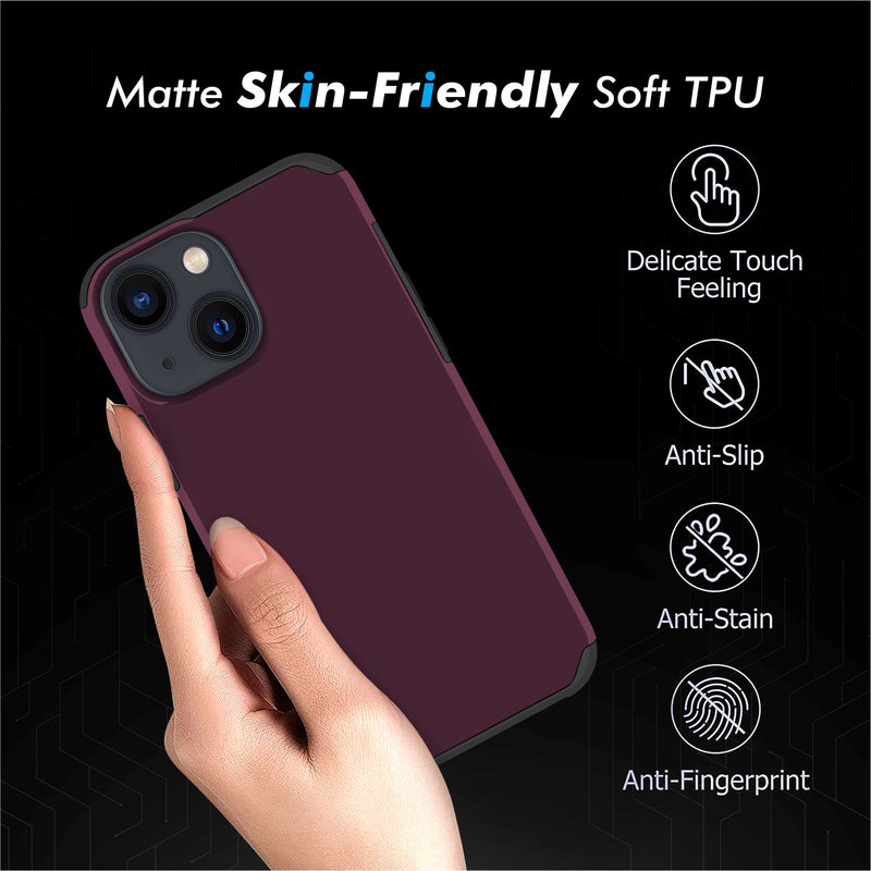 For iPhone 13 Premium Minimalistic Slim Tough ShockProof Hybrid Case Cover - Magenta Purple