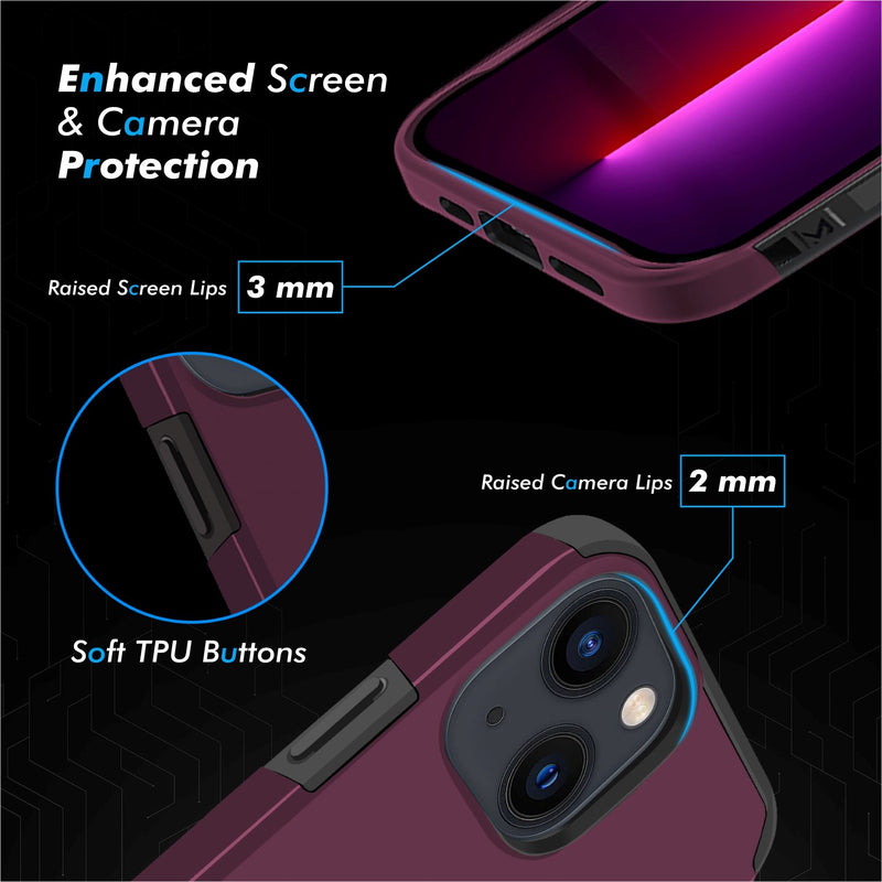 For iPhone 13 Pro Premium Minimalistic Slim Tough ShockProof Hybrid Case Cover - Magenta Purple