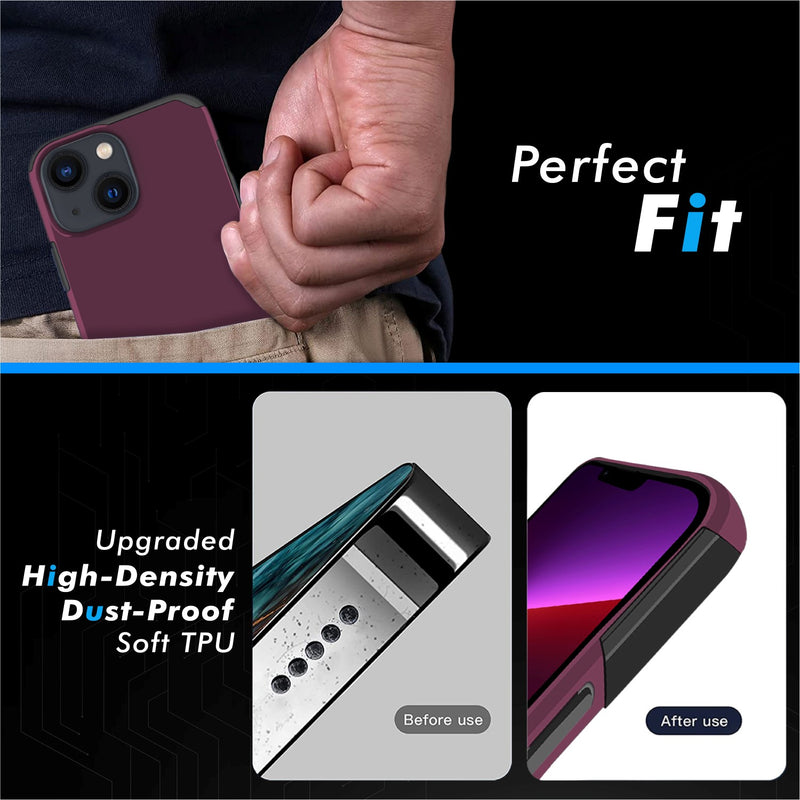 For iPhone 13 Premium Minimalistic Slim Tough ShockProof Hybrid Case Cover - Magenta Purple