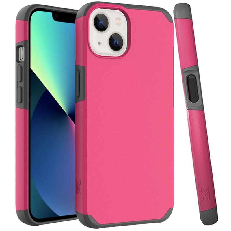 For iPhone 13 Premium Minimalistic Slim Tough ShockProof Hybrid Case Cover - Virtual Pink