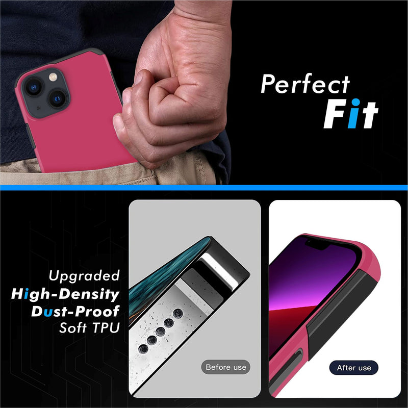 For iPhone 13 Premium Minimalistic Slim Tough ShockProof Hybrid Case Cover - Virtual Pink