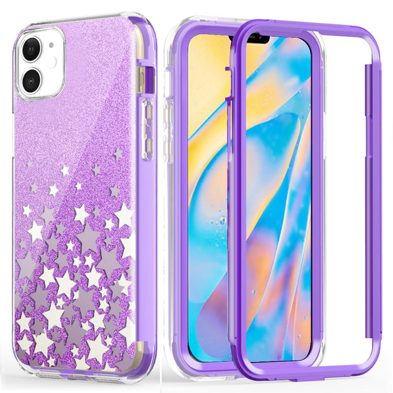 For iPhone 12 Mini 5.4 Craze Fashion Design Case Cover - Purple Stars