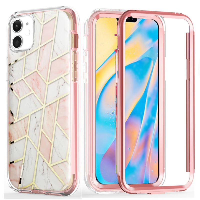 For iPhone 12 Mini 5.4 Craze Fashion Design Case Cover - Rose Gold Marble