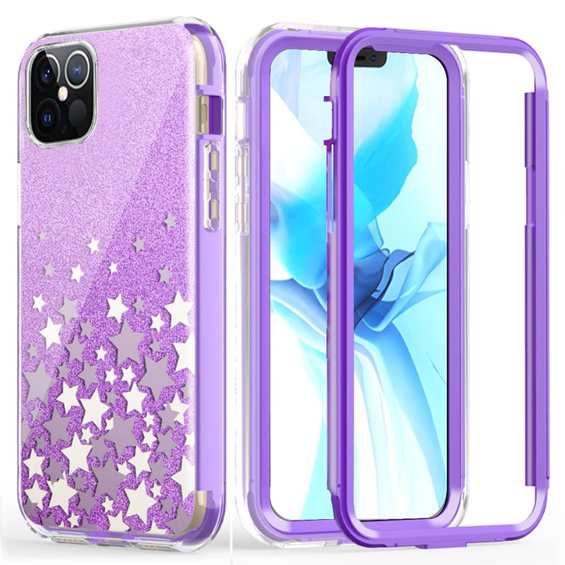 For iPhone 12/Pro (6.1 Only) Craze Fashion Design Case Cover - Purple Stars