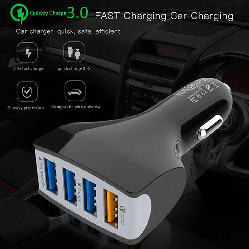 SEETEL Fast Car Charger 35W 4 USB Ports QC 3.0 for iPhone/Samsung/iPad Model: YSY-C009 - Black