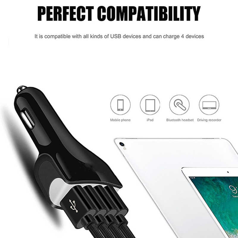 SEETEL Fast Car Charger 35W 4 USB Ports QC 3.0 for iPhone/Samsung/iPad Model: YSY-C009 - Black