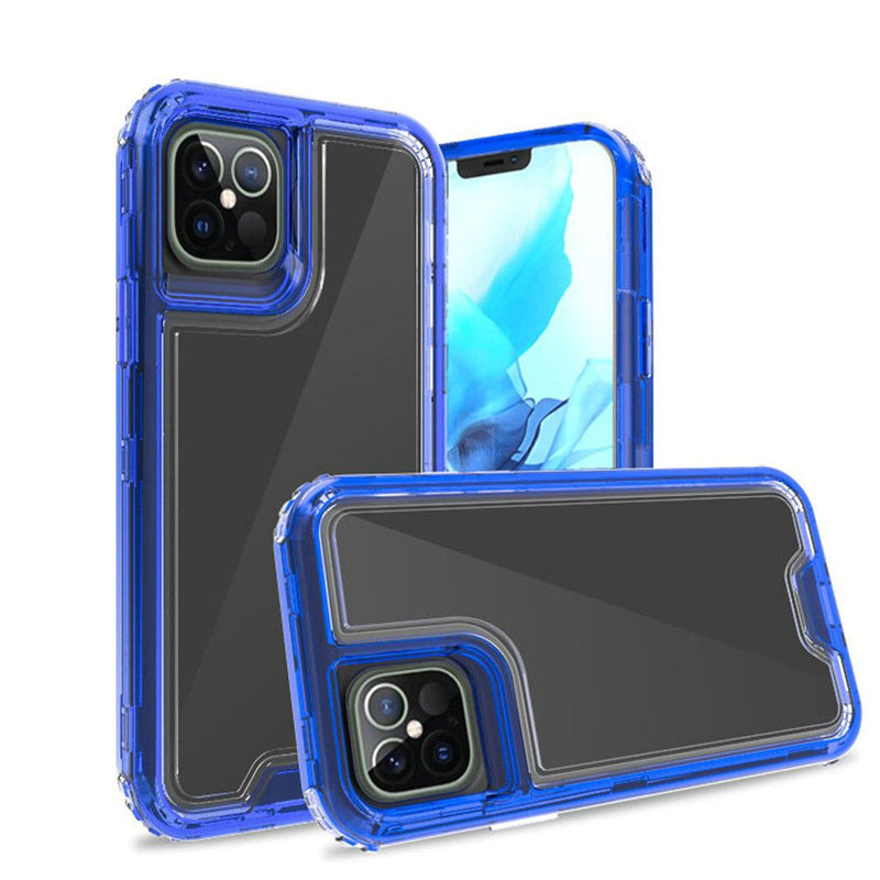 For iPhone 12 Pro Max 6.7 Premium Transparent Hybrid Case Cover - Clear/Blue