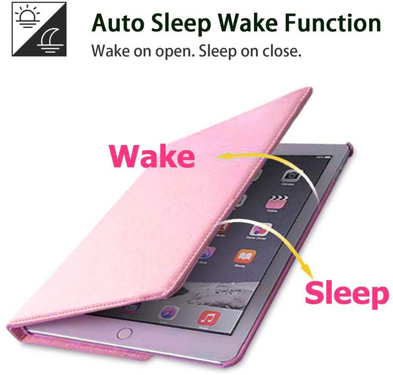 Rotating Case for iPad 9.7 2018 2017 / iPad Air 2 / iPad Air - 360 Degree Rotating Stand Protective Cover with Auto Sleep Wake for iPad 9.7 inch (6th Gen, 5th Gen) / iPad Air 2 / iPad Air - Light Pink