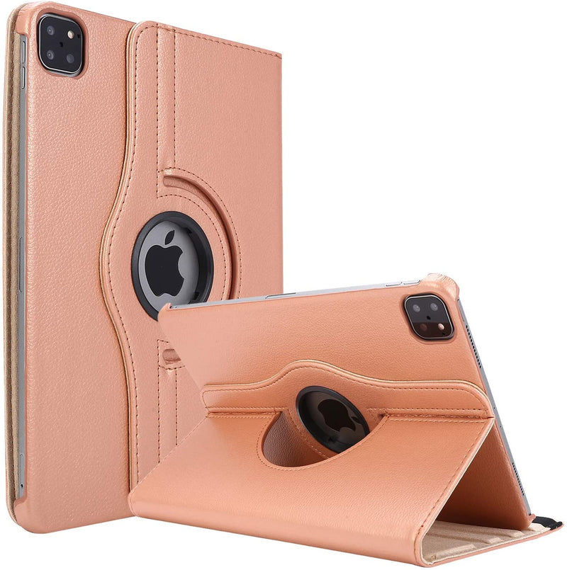 Rotating Case for New iPad Pro 12.9 Case (2020/2018) 360 Degree Rotating Stand Protective Cover with Auto Sleep/Wake - Rose Gold