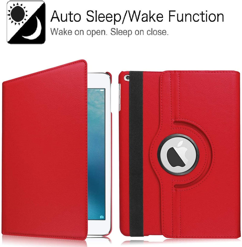 Rotating Case for iPad 9.7 2018 2017 / iPad Air 2 / iPad Air - 360 Degree Rotating Stand Protective Cover with Auto Sleep Wake for iPad 9.7 inch (6th Gen, 5th Gen) / iPad Air 2 / iPad Air - Red