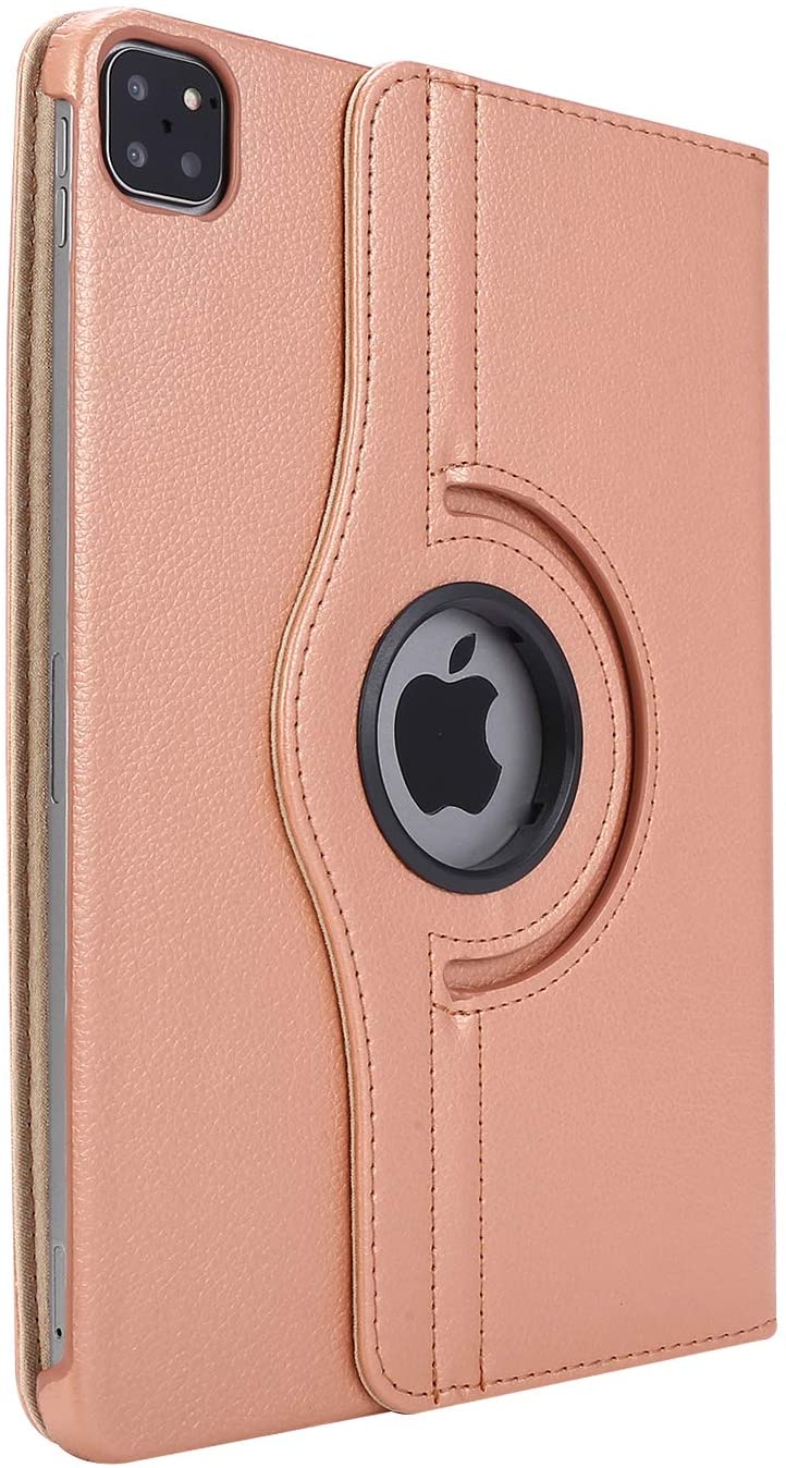 Rotating Case for New iPad Pro 12.9 Case (2020/2018) 360 Degree Rotating Stand Protective Cover with Auto Sleep/Wake - Rose Gold