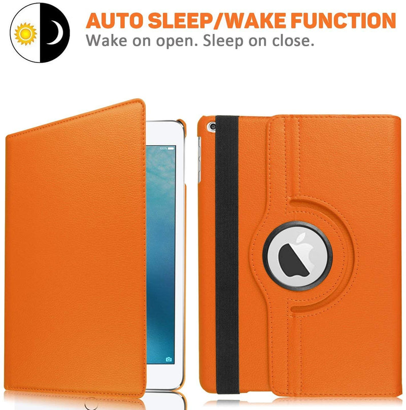 Rotating Case for iPad 9.7 2018 2017 / iPad Air 2 / iPad Air - 360 Degree Rotating Stand Protective Cover with Auto Sleep Wake for iPad 9.7 inch (6th Gen, 5th Gen) / iPad Air 2 / iPad Air - Orange