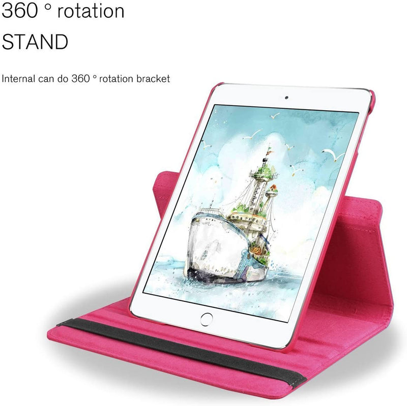 Rotating Case for iPad 9.7 2018 2017 / iPad Air 2 / iPad Air - 360 Degree Rotating Stand Protective Cover with Auto Sleep Wake for iPad 9.7 inch (6th Gen, 5th Gen) / iPad Air 2 / iPad Air - Hot Pink