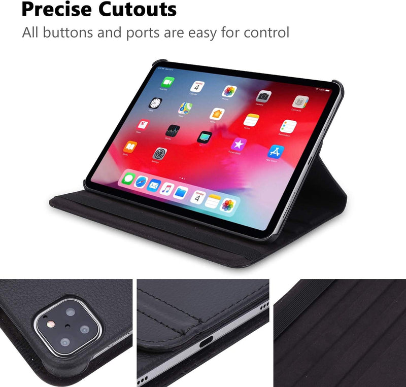 Rotating Case for New iPad Pro 11 Case 2020/2018, iPad Pro (11-inch, 2nd Generation) / iPad Pro 11 2018 Case, 360 Degree Rotating Stand Protective Cover with Auto Sleep/Wake - Black