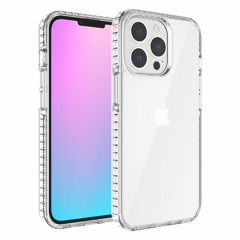 For iPhone 13 Pro Max Thick Diamond Design Edged Colorful Buttons Hybrid Case Cover - Clear/Clear