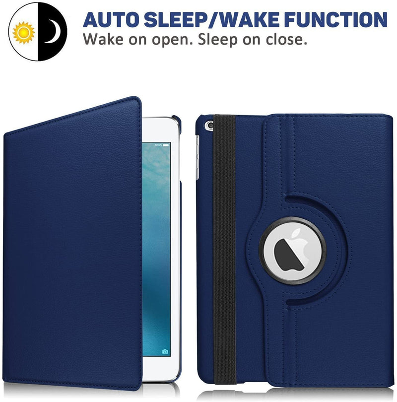 Rotating Case for iPad 9.7 2018 2017 / iPad Air 2 / iPad Air - 360 Degree Rotating Stand Protective Cover with Auto Sleep Wake for iPad 9.7 inch (6th Gen, 5th Gen) / iPad Air 2 / iPad Air - Navy Blue