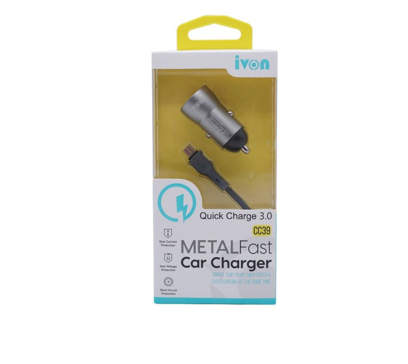 METAL FAST CAR CHARGER QUICK CHARGE 3.0 MICRO USB