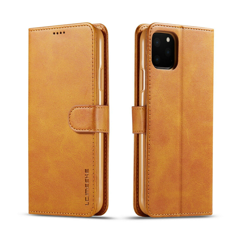 LC.IMEEKE PU Leather Wallet Case with Magnetic Flip Cover For Samsung A02S - Beige