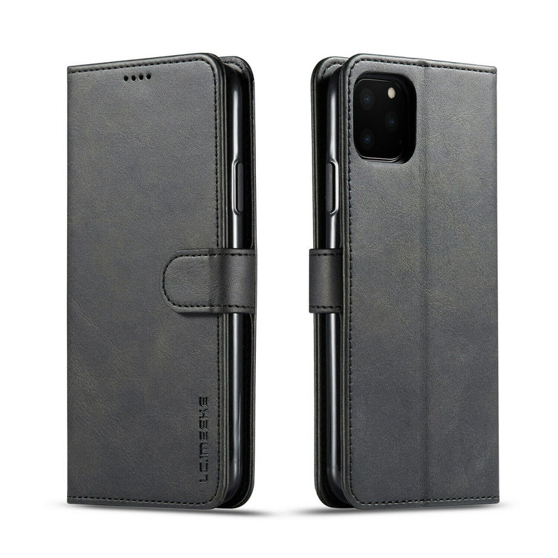 LC.IMEEKE PU Leather Wallet Case with Magnetic Flip Cover For iPhone 12 Pro Max (6.7") - Black