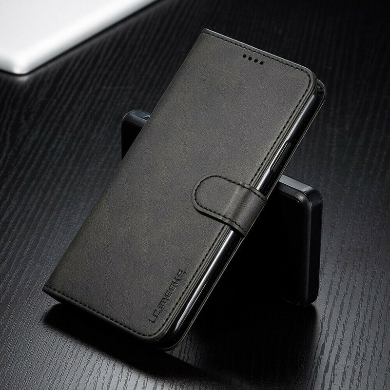 LC.IMEEKE PU Leather Wallet Case with Magnetic Flip Cover For Samsung A52 5G - Black