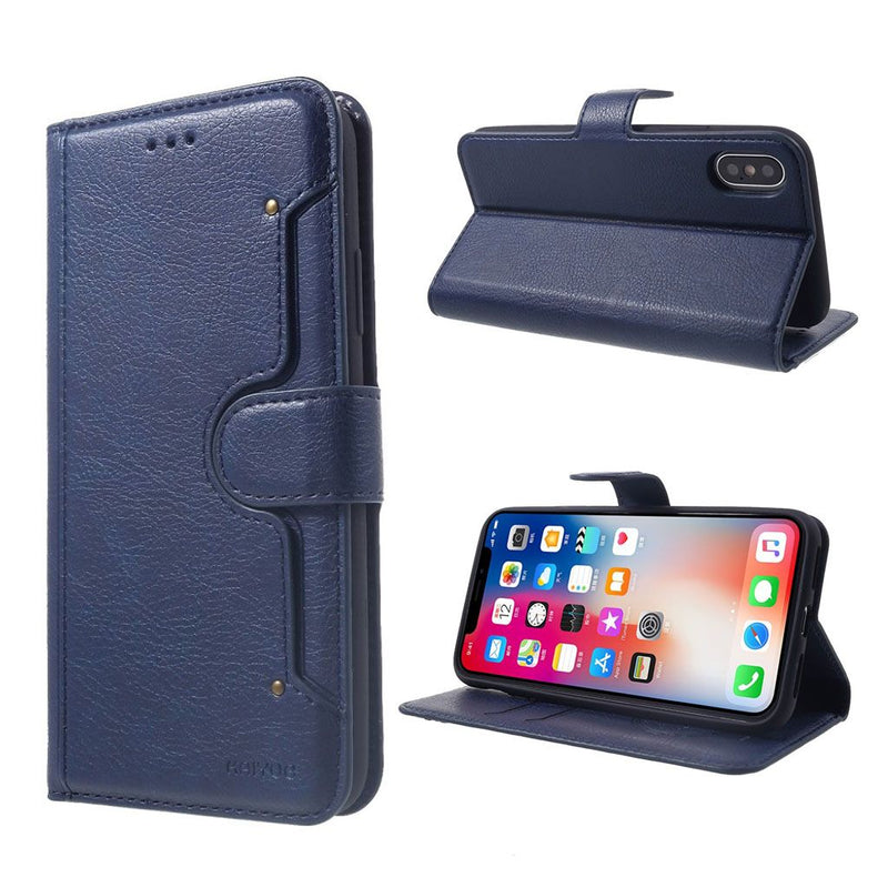 KAIYUE PU Leather Wallet Case with Magnetic Flip Cover For iPhone 12 Pro Max (6.7") - Navy Blue