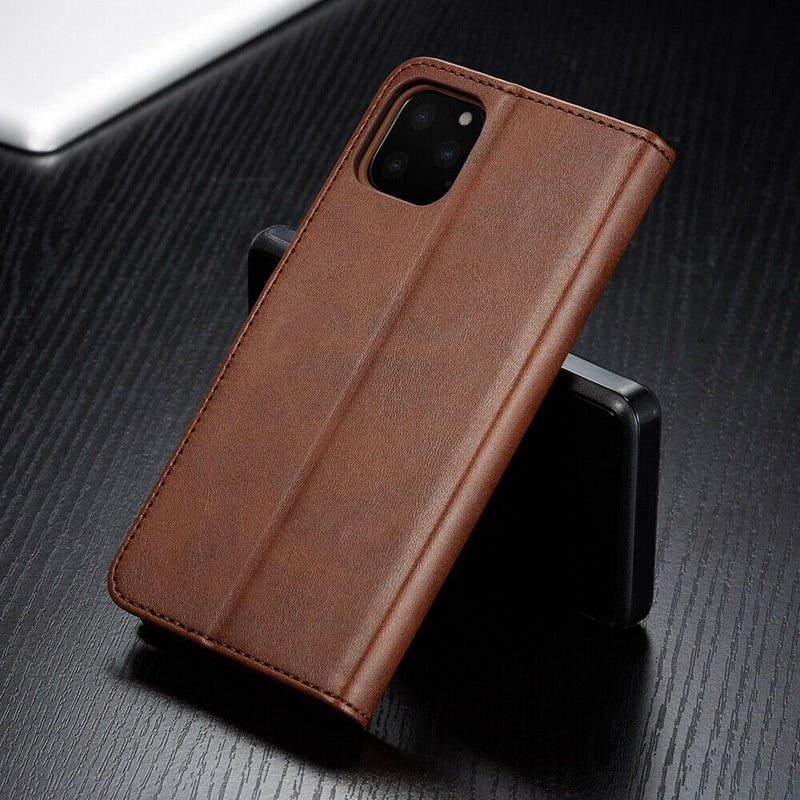 LC.IMEEKE PU Leather Wallet Case with Magnetic Flip Cover For iPhone 7/8/SE 2nd Gen - Brown