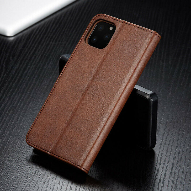 LC.IMEEKE PU Leather Wallet Case with Magnetic Flip Cover For Samsung A72 5G - Brown