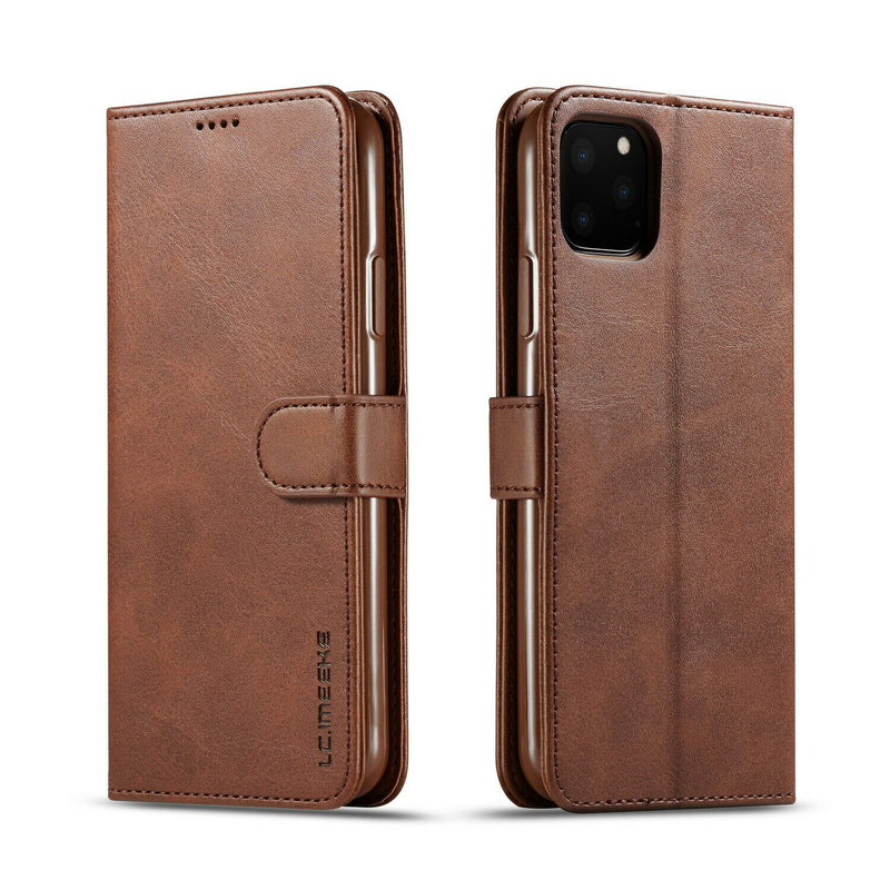 LC.IMEEKE PU Leather Wallet Case with Magnetic Flip Cover For iPhone 12/12 Pro (6.1") - Brown
