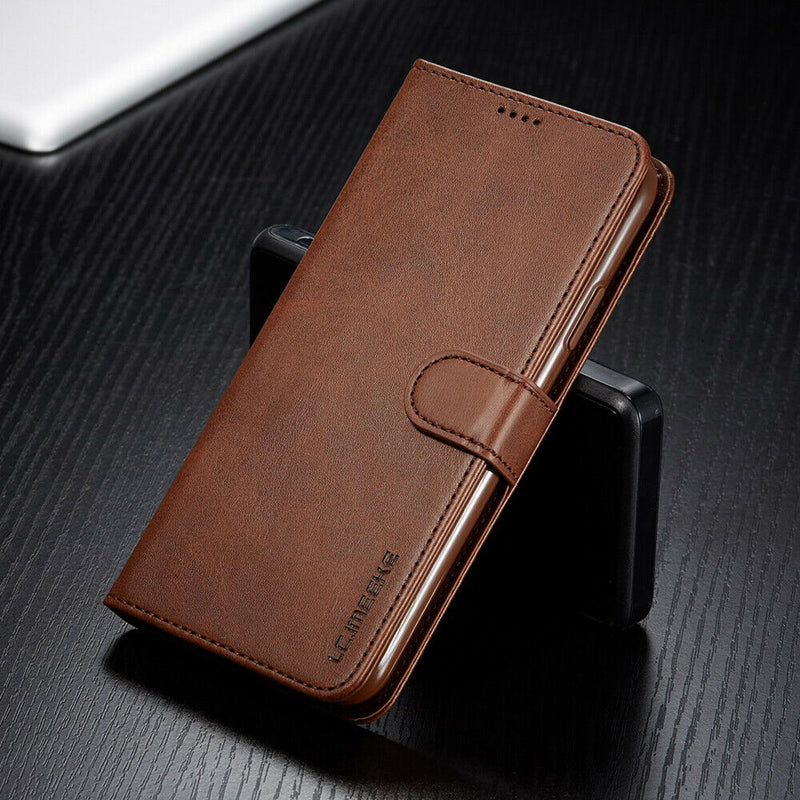 LC.IMEEKE PU Leather Wallet Case with Magnetic Flip Cover For Samsung A72 5G - Brown