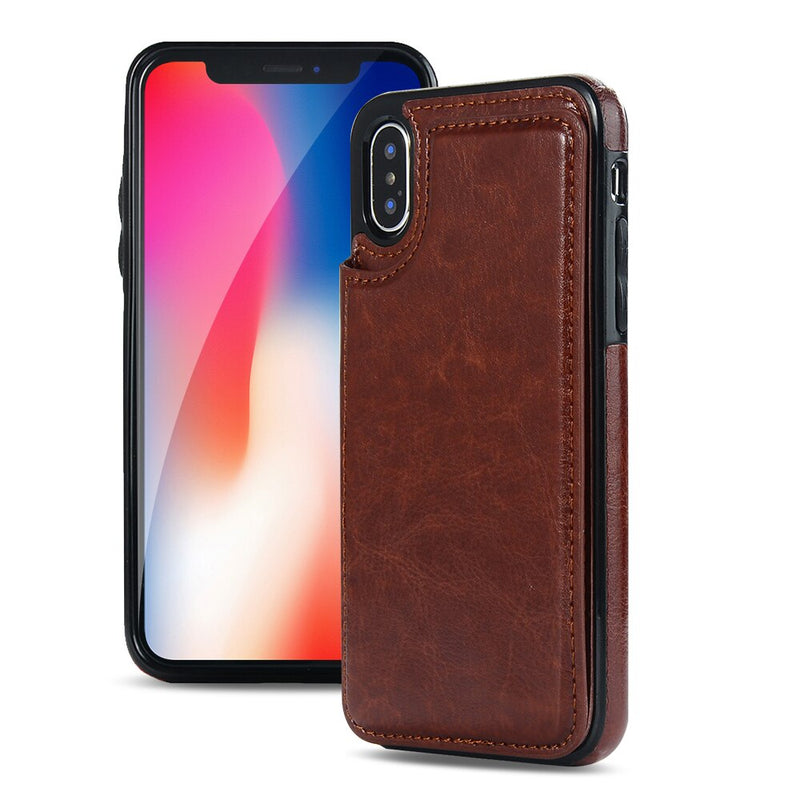 Back Cover PU Leather Wallet Case for iPhone XS Max - Brown