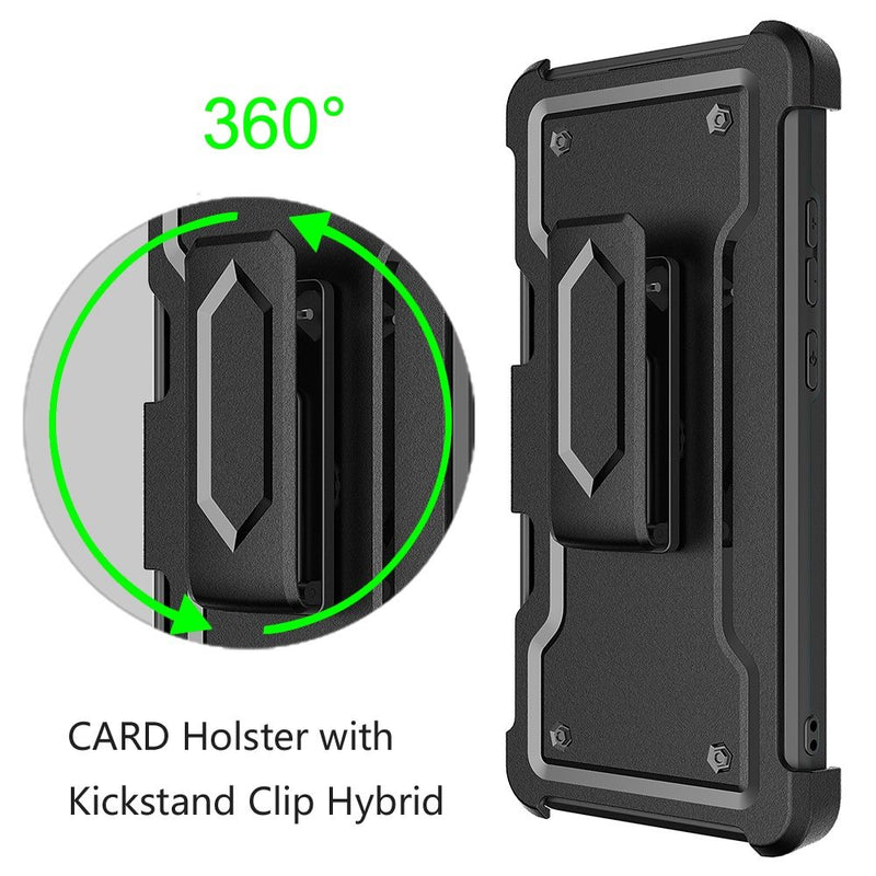 For iPhone 13 Mini 5.4 CARD Holster with Kickstand Clip Hybrid Case Cover - Black