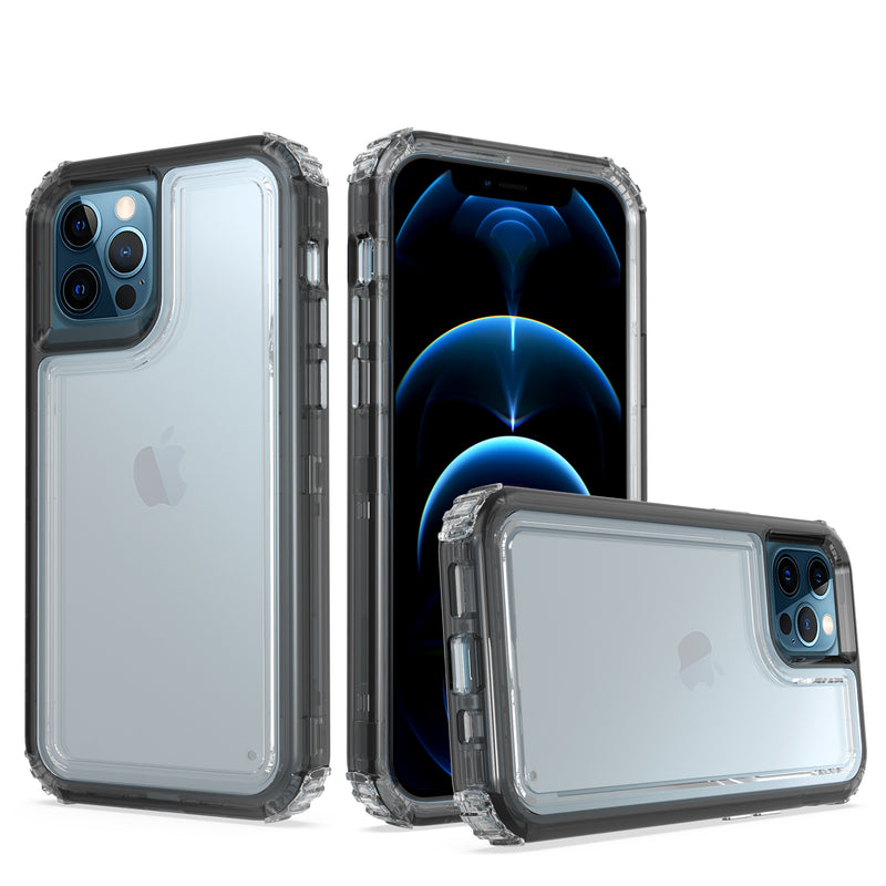 For iPhone 12 Mini 5.4 Premium Transparent Hybrid Case Cover - Clear/Black