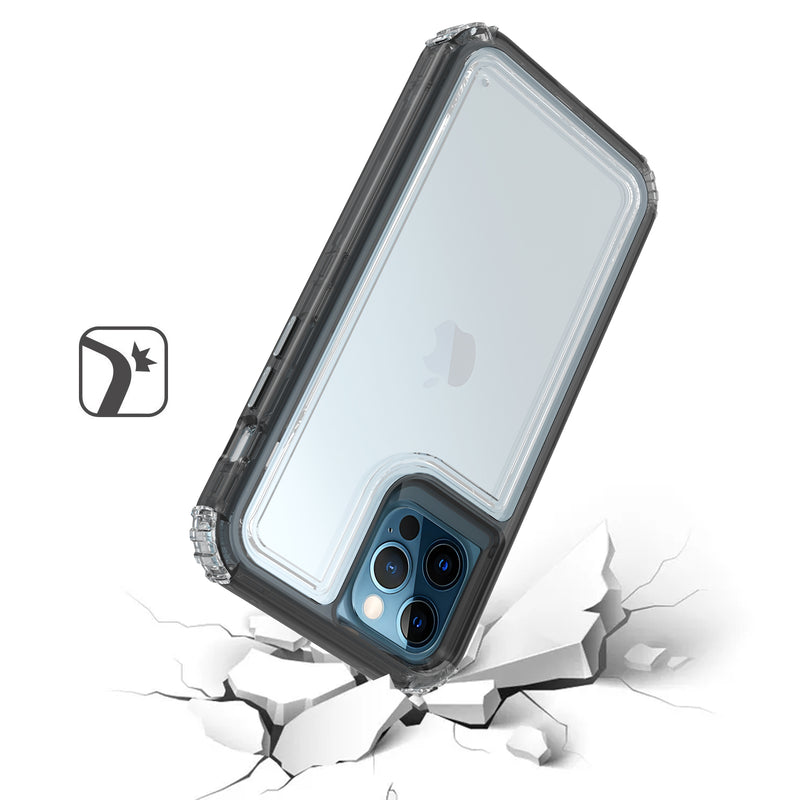 For iPhone 12/Pro (6.1 Only) Premium Transparent Clear Hybrid Case Cover - Clear/Black