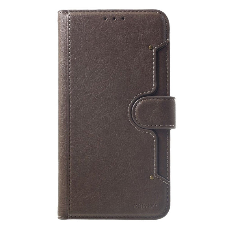 KAIYUE PU Leather Wallet Case with Magnetic Flip Cover For iPhone 12 Mini (5.4") - Coffee