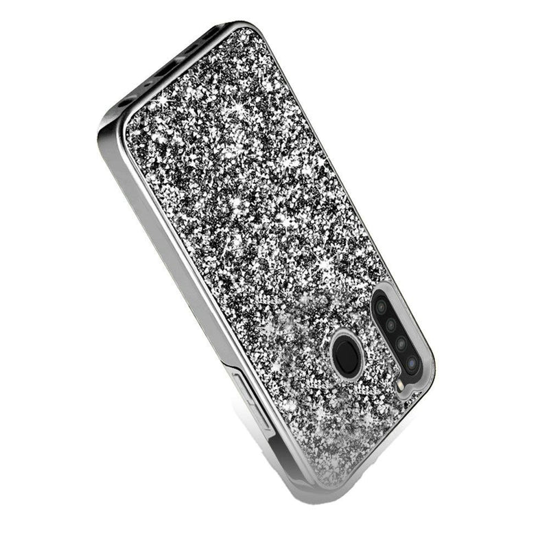 For Samsung Galaxy A21 Deluxe Glitter Diamond Case Cover - Black