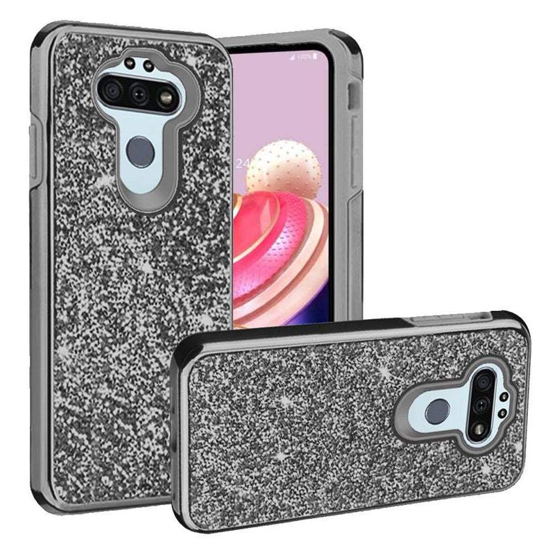 For LG Aristo 5 LG Fortune 3 Deluxe Diamond Bling Glitter Case Cover - Black